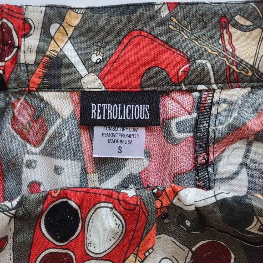 Retrolicious Retro Cosmetic Print A-Line Skirt Nostalgic Festival Skater Small - Picture 9 of 12